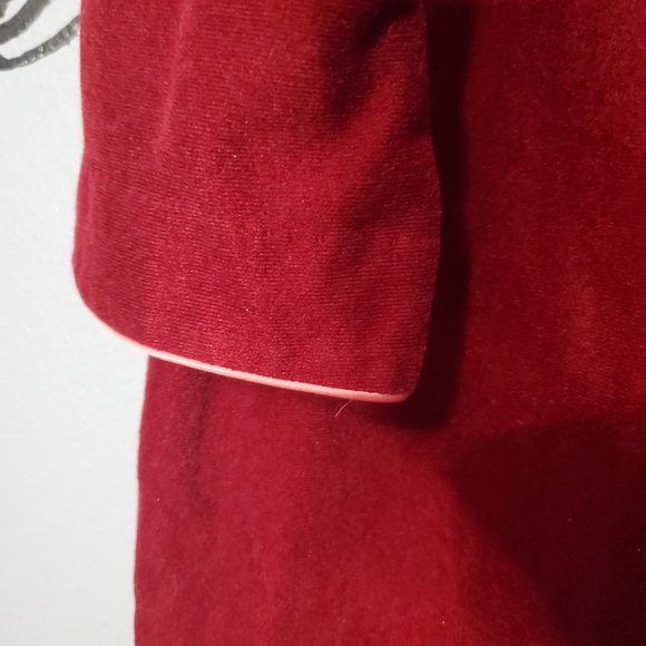 Vintage 80s Fleece Cranberry Zip Up House Coat with Pockets, Lg - Picture 3 of 9